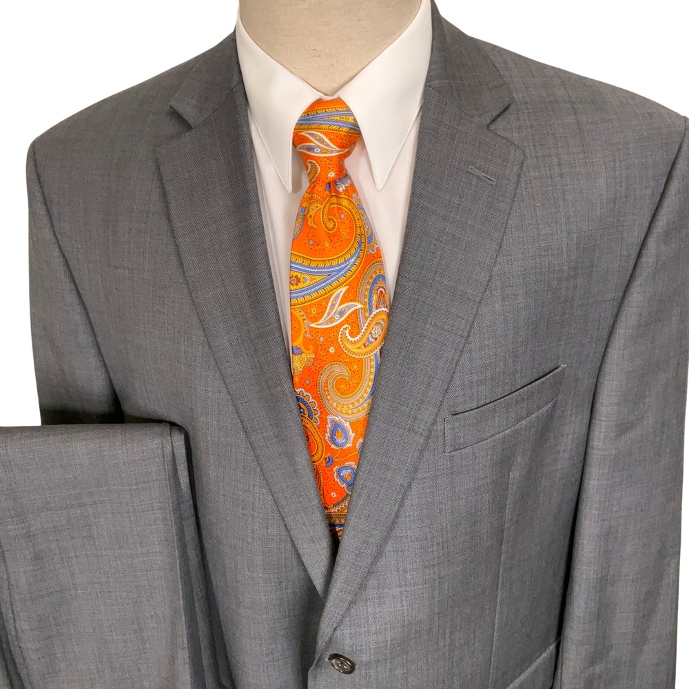 Lauren Ralph Lauren Suit Men 44R Gray Wool 2-Button Professional